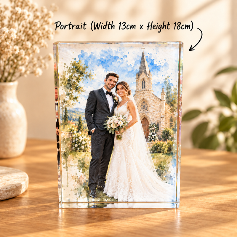Personalised Watercolour Acrylic Large Photo Block