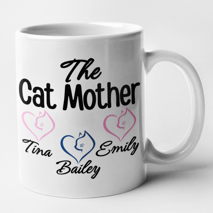 The Cat Father + Mother (Names) Mug Set