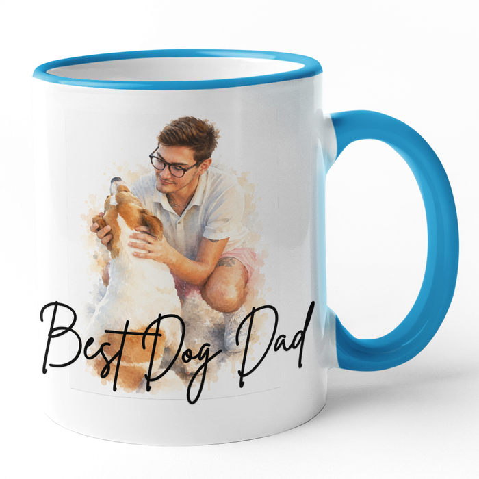 Personalised Watercolour Effect Photo Mug With Text