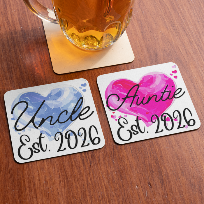 Auntie + Uncle Est 2026 (Coaster Set)