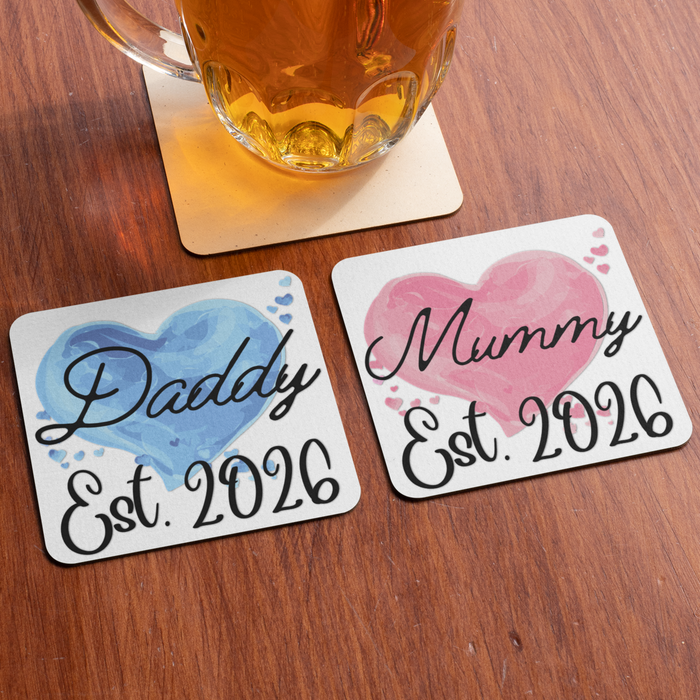 Mummy + Daddy Est 2026 (Coaster Set)