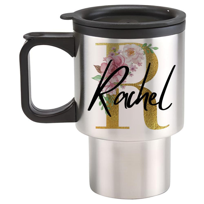Gold Floral Initial & Name
