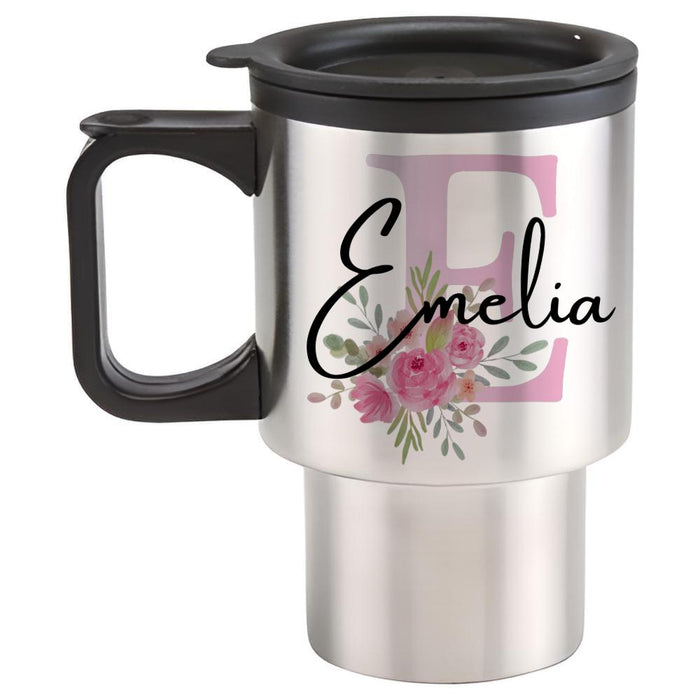 Pink Floral Name Initial